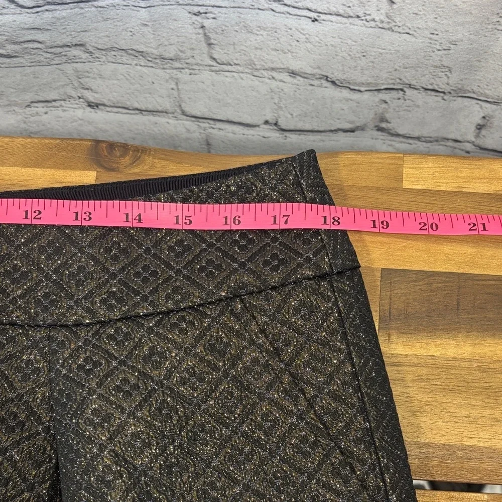 LOFT Elegant Black and Gold Patterned Mini Skirt